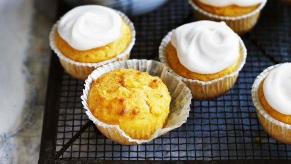Suitable for the gluten-intolerant and for vegans: Apricot lemon cupcakes.