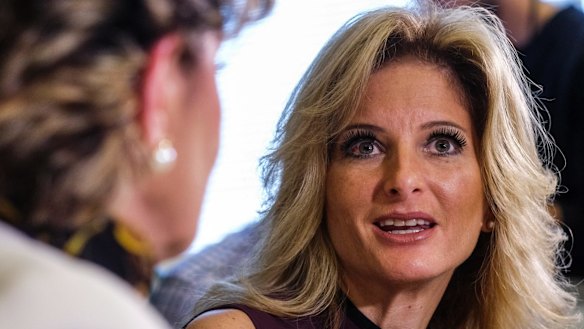 Summer Zervos, right, speaks alongside her attorney Gloria Allred during a news conference where she made allegations against Donald Trump