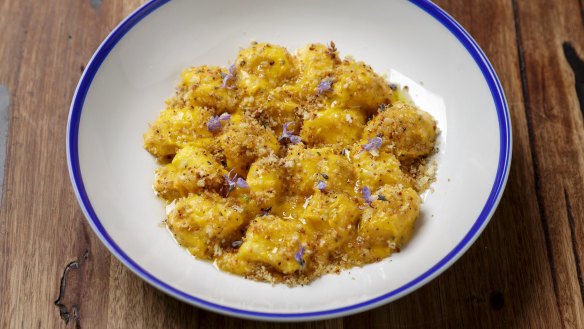 Go-to dish: Potato gnocchi, pumpkin and gruyere cream with sage pangratatto.