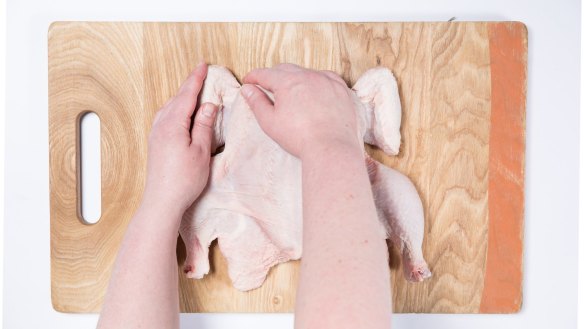 GOOD FOOD: Step-by-step - How to Butterfly a Chicken. Story by Megan Johnston. 11th July 2017. Photo: Cole Bennetts/Fairfax Media