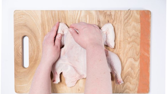 GOOD FOOD: Step-by-step - How to Butterfly a Chicken. Story by Megan Johnston. 11th July 2017. Photo: Cole Bennetts/Fairfax Media