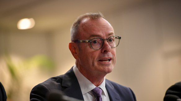 Domino's CEO Don Meij at parliamentary inquiry into franchising. 