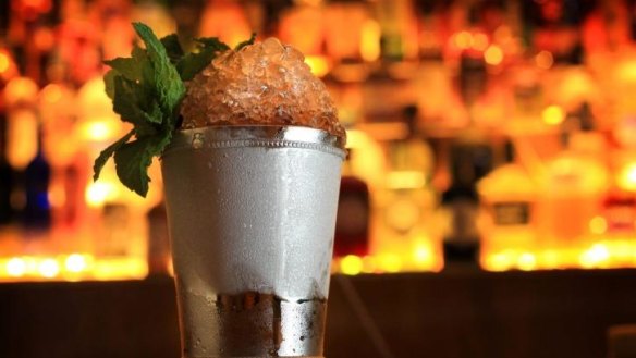 A mint julip cocktail.