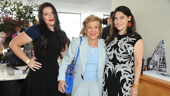 Gretel Packer (right) with daughter Francesca and mother Roslyn. 
