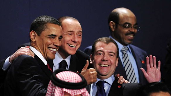 Spied: World leaders at the G20 summit in London in 2009, at which they were eavesdropped on by British intelligence.