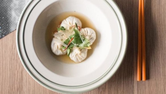 Phoplings (Shanghai-style soup dumplings filled with pho) at Hochi Mama.