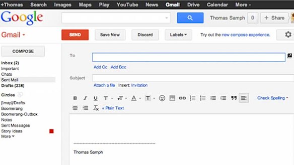 How to get the old Gmail compose screen back