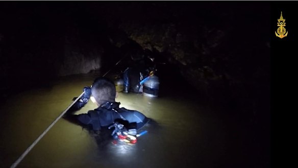 The Royal Thai Navy in action during the rescue.