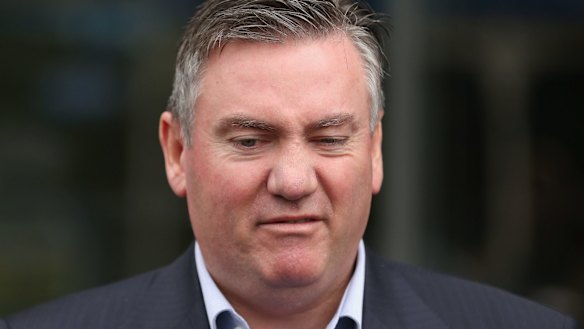 McGuire speaks to the media during the Adam Goodes affair. 'Was it racial vilification?' he said. 'Yes it was.' 