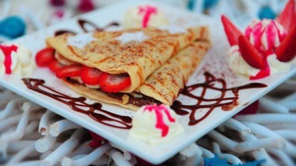 Strawberry crepe at Mykonos.