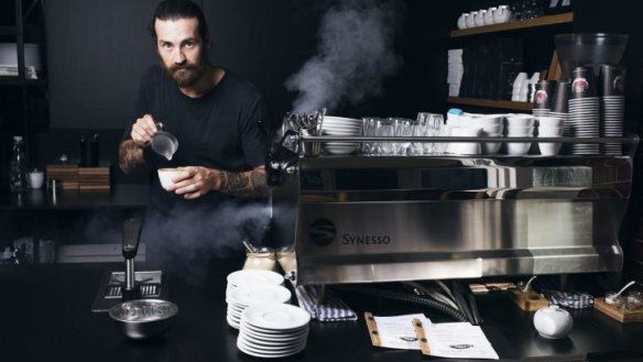 Barista Sean McManus of Barefoot Coffee Traders in Manly.