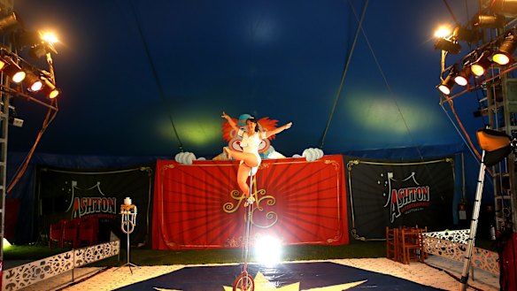 Unicyclist Mariya Abisheva from Ashton Circus has the best seat in the house.