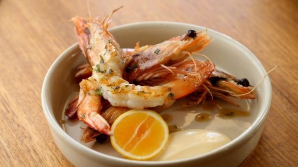 Juicy: Pan-fried Spencer Gulf prawns in garlic butter.