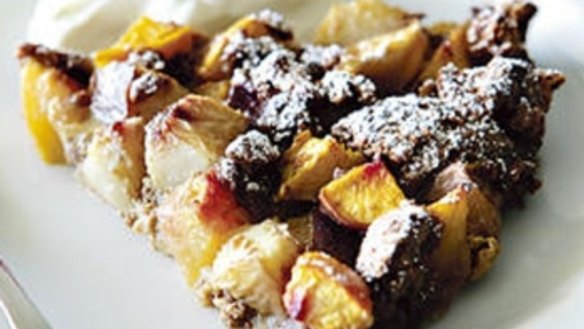 Baked nectarines with amaretti biscuits