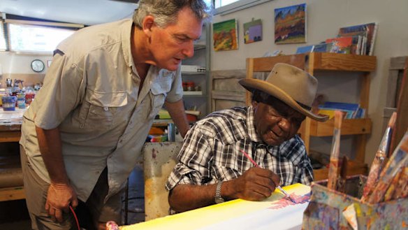 Deconstructing myth: Adrian Newstead and Billy Benn at Bindi Art Centre in 2010.
