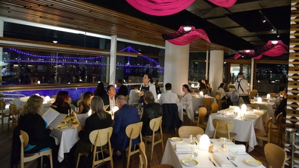 Felt fans dance on the ceiling at Otto Ristorante, Brisbane.