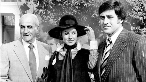 Perce Galea, Cindy Galea (Bruce's third wife) and Bruce Galea at the track.