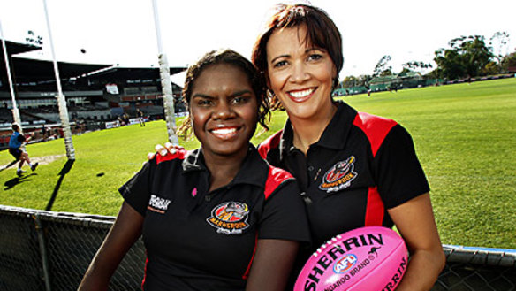 Leila Gurruwiwi (left) and Shelley Ware, who will be part of an all-female panel on The Marngrook Footy Show this week.