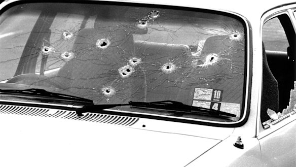 The car of a victim in the 1987 Hoddle Street shooting.
