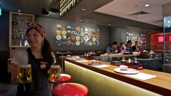 Eating out: Harajuku Gyoza has a lively and bright interior.