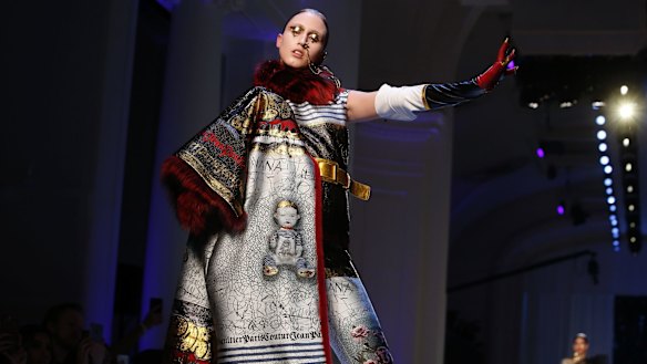 A model wears a creation for Jean-Paul Gaultier Haute Couture Fall/Winter 2017/2018 fashion collection presented in Paris.