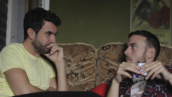 Russell (Tom Cullen) and Glen (Chris New) debate what it is to be gay in the 21st century.