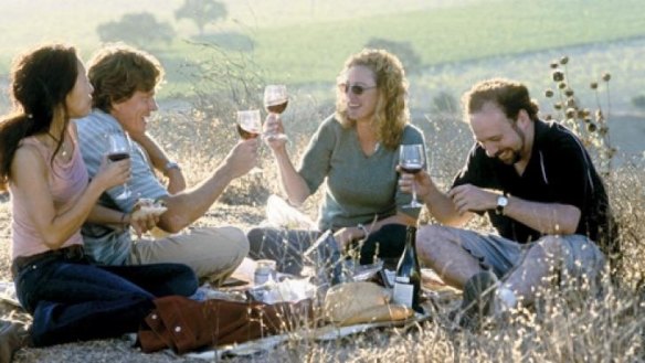 A scene from Sideways, a road trip comedy with pinot.