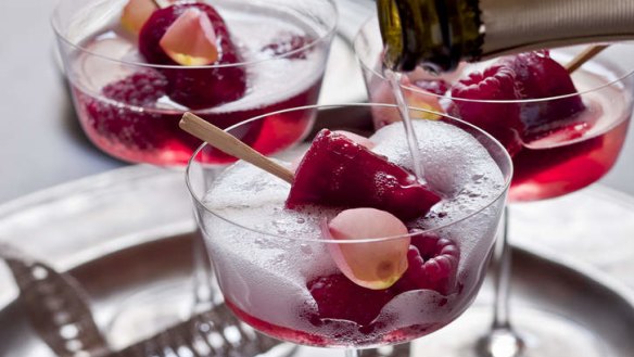 Karen Martini's rosewater and raspberry ice with sparkling wine (recipe below).