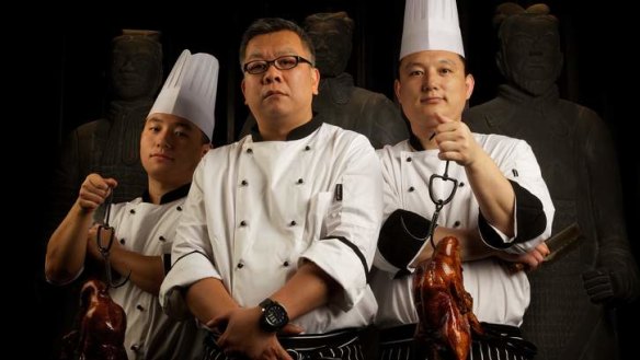 Top-notch feast: China Republic's peking duck chef Linyi Yuan, executive chef Mayson Yu and head peking duck chef Jian Wang.