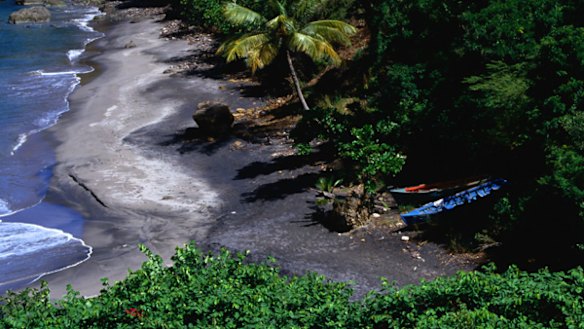 Troubled waters ... black sand beach on Montserrat.