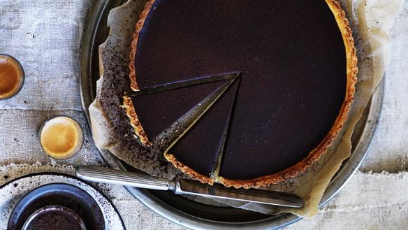 Bittersweet chocolate tart.