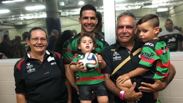 Loved ones: Cody Walker with his late mother Linda Stewart, father Bernie and children Kade, 3, and Kian, 7.