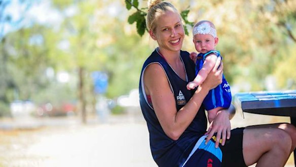 Canberra Capitals star Abby Bishop with her five-month-month old niece Zala.