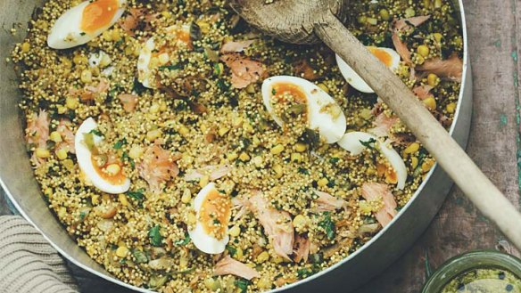 Swap the rice for millet in this smoked salmon kedgeree dish (recipe below).