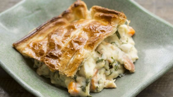 Smoked trout and snapper pie.