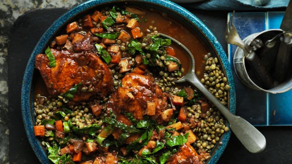 Lentil-packed dishes such as Neil Perry's braised chicken with lentils and veg are rich in antioxidants.