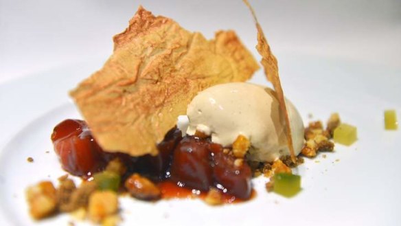 Go-to dish: Poached quince, gingerbread, macadamia crumble.