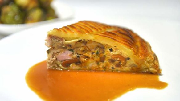 Pheasant pithiviers padded with pine mushroom and chestnuts.
