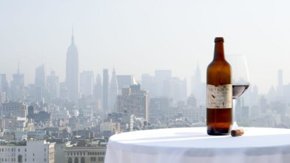 Wine of the world: A bottle of Grange against the New York skyline.
