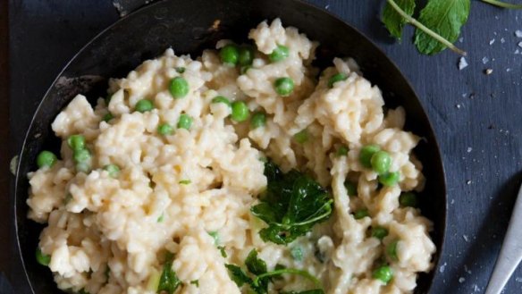 Comfort food: risotto with mint and peas.
