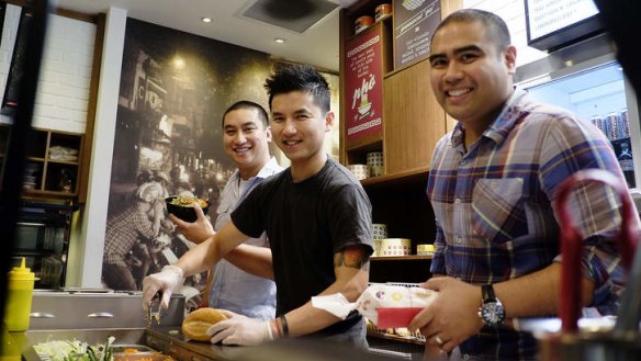 Bao Hoang, Tin Ly and Ray Esquieres at Roll'd in Melbourne's CBD.