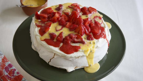Make ahead dessert ... Pavlova with passionfruit curd.
