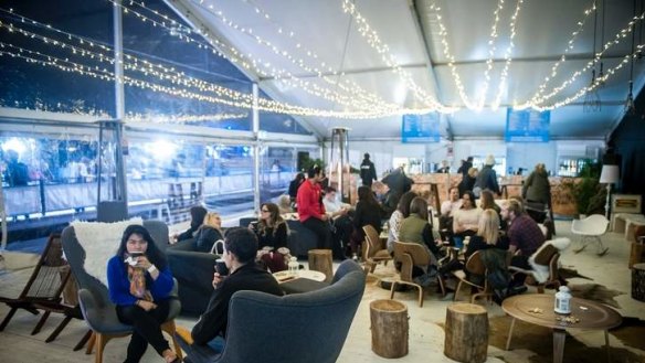 Get your winter on: The Apres Skate Lounge is serving mulled wine and schnapps.