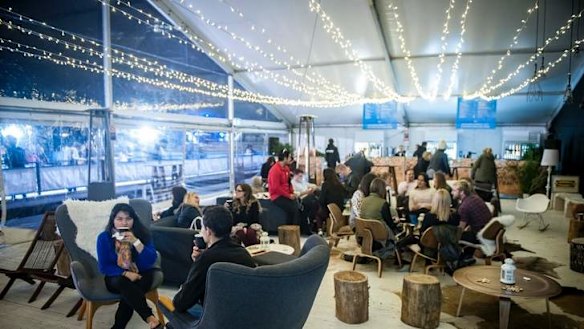 Get your winter on: The Apres Skate Lounge is serving mulled wine and schnapps.