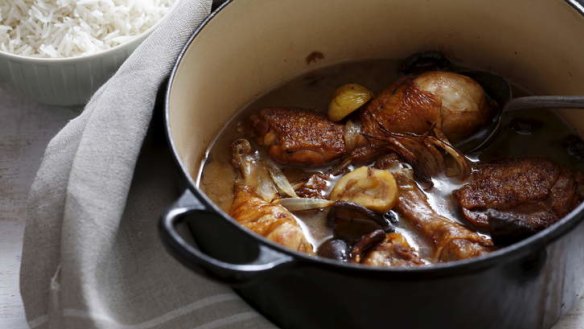 Chicken, chestnut and mushroom stew.