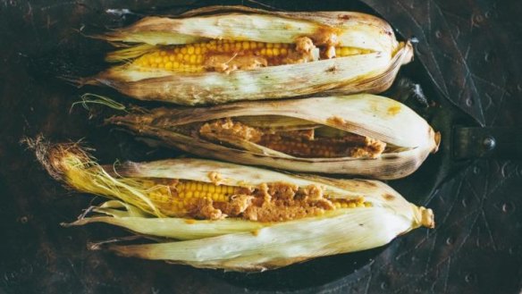 A side dish of coal roasted corn.