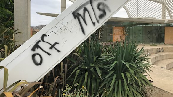Recent graffiti at the Ecoville community park in Tarneit.