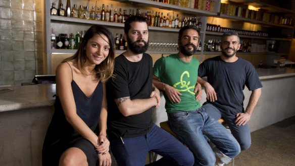 From left: Co-owner Katie Moubarak, chef Ben Williamson, and co-owners Elie Moubarak and Johnny Moubarak at Gerard's Bar.
