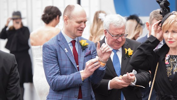 Former Myer CEO Richard Umbers and with Garry Hounsell.