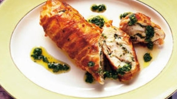 Pancetta-wrapped blue-eye trevalla with salsa verde
